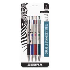 Zebra F-301 Ballpoint Pen, Retractable, Fine 0.7 mm, Assorted Ink and Barrel Colors, 4/Pack (521182)