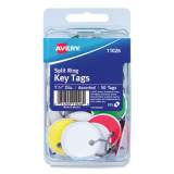 Avery Key Tags with Split Ring, 1 1/4 dia, Assorted Colors, 50/Pack (11026)