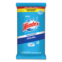 Glass and Surface Wet Wipe, Cloth, 7 x 8, Unscented, White, 38/Pack (378032EA)