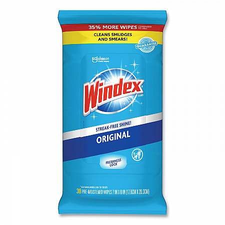 Glass and Surface Wet Wipe, Cloth, 7 x 8, Unscented, White, 38/Pack (378032EA)
