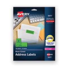 Avery High-Visibility Permanent Laser ID Labels, 1 x 2 5/8, Neon Green, 750/Pack (5971)