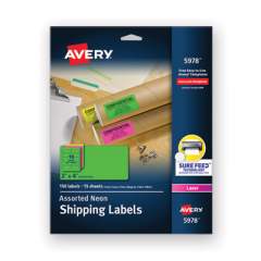 Avery High-Visibility Permanent Laser ID Labels, 2 x 4, Asst. Neon, 150/Pack (5978)