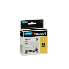 AbilityOne 7530016874770 Dymo/SKILCRAFT Industrial Rhino Thermal Vinyl Label Tape Cassettes, 0.38" x 18 ft, Black on White