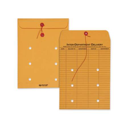 Quality Park Brown Kraft String and Button Interoffice Envelope, #90, One-Sided Five-Column Format, 9 x 12, Brown Kraft, 100/Carton (63462)