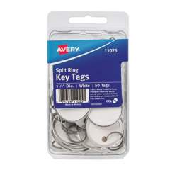 Avery Key Tags with Split Ring, 1 1/4 dia, White, 50/Pack (11025)