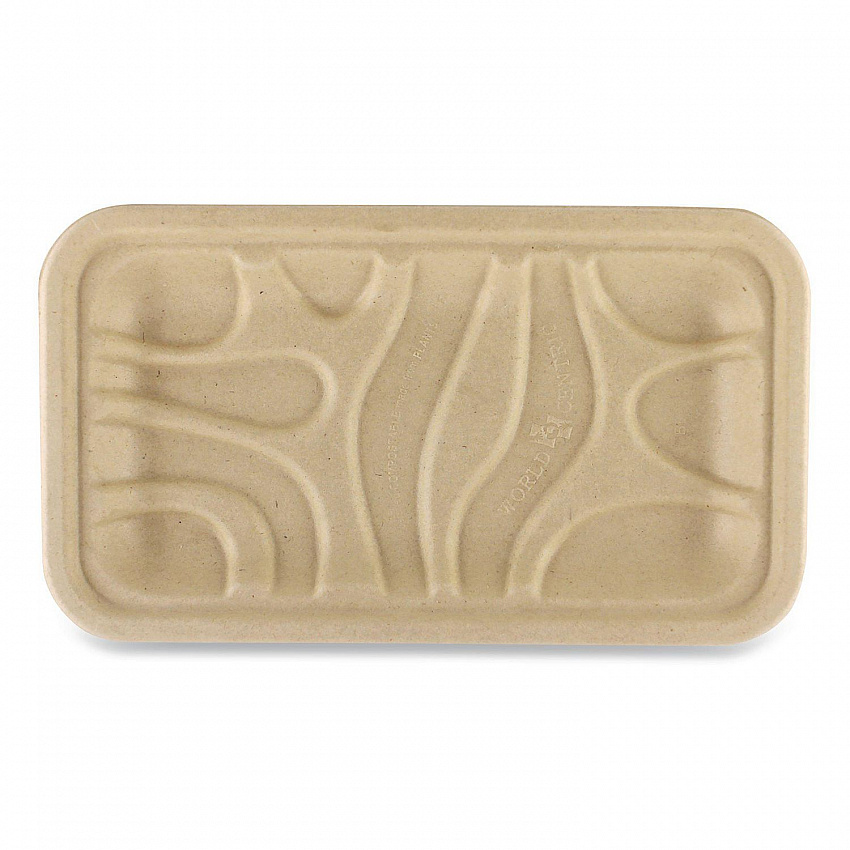 Laminated Fiber Meat and Product Trays, PLA Lined, PFAS Free, 8.3 x 4.9 x 0.7, Natural, Paper, 500/Carton (TRSC17SLLF)