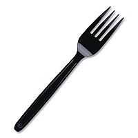 Cutlery for Cutlerease Dispensing System, Mediumweight Fork, Plastic, Black, 960/Box (CEASEFK960BL)