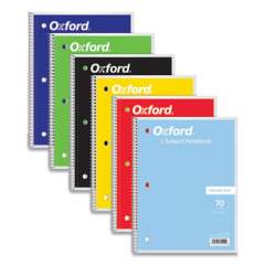 Oxford Coil-Lock Wirebound Notebooks, 3-Hole Punched, 1 Subject, Medium/College Rule, Randomly Assorted Covers, 10.5 x 8, 70 Sheets (65022)