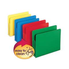 Smead Poly Drop Front File Pockets, 3.5" Expansion, 4 Sections, Letter Size, Assorted, 4/Box (73500)