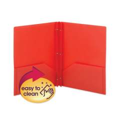 Smead Poly Two-Pocket Folder with Fasteners, 180-Sheet Capacity, 11 x 8.5, Red, 25/Box (87727)