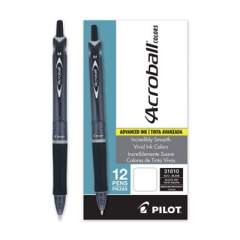 Pilot Acroball Colors Advanced Ink Ballpoint Pen, Retractable, Medium 1 mm, Black Ink, Black Barrel, Dozen (220815)
