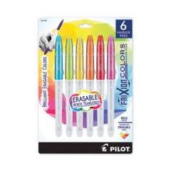 Pilot FriXion Colors Erasable Porous Point Pen, Stick, Bold 2.5 mm, Six Assorted Artistic Ink Colors, White Barrel, 6/Pack (24285244)