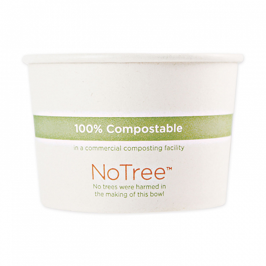 No Tree Paper Bowls, 16 oz, 4.4" Diameter x 3" h, Natural, Sugarcane, 500/Carton (BOSU16)
