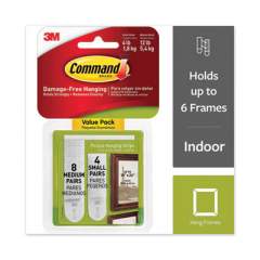 Command Picture Hanging Strips, Value Pack, Removable, (4) Small 0.63 x 1.81 and (8) Medium 0.75 x 2.75, White, 12 Pairs/Pack (70005130078)