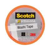 Scotch Expressions Washi Tape, 1.25" Core, 0.59" x 32.75 ft, Orange (70005188787)