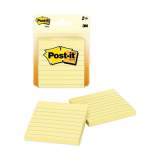 Post-it Notes Original Pads in Canary Yellow, Lined, 3 x 3, 100 Sheets/Pad, 2 Pads/Pack (70016076773)
