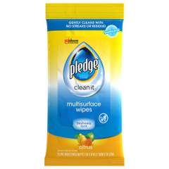 Pledge Multi-Surface Cleaner Wet Wipes, Cloth, Fresh Citrus, 7 x 10, 25/Pack, 12/Carton (319249)