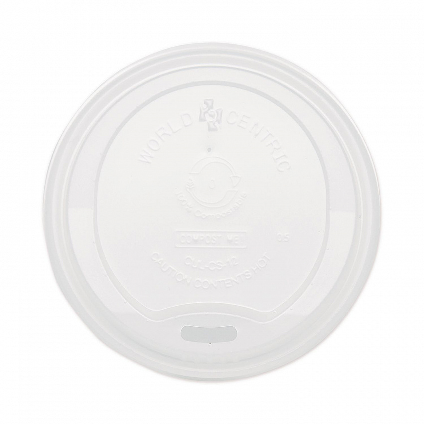 PLA Lids for Hot Cups, Fits 10 oz to 20 oz Hot Cups, Plastic, White, 1,000/Carton (CULCS12)