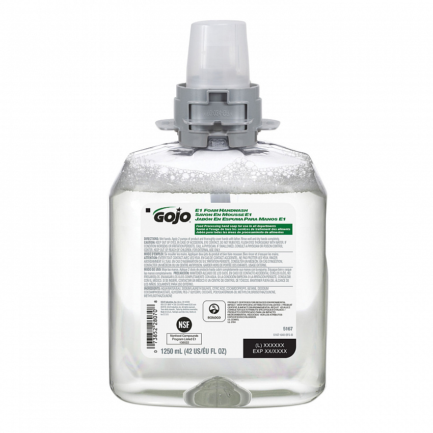 E1 Foam Handwash Refill, Fragrance-Free, 1,250 mL, 4/Carton (516704CT)