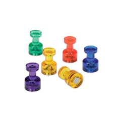 AbilityOne 7510016875678 SKILCRAFT Magnetic Pushpins, Assorted, 0.38" dia x 0.5"h, 6/Pack