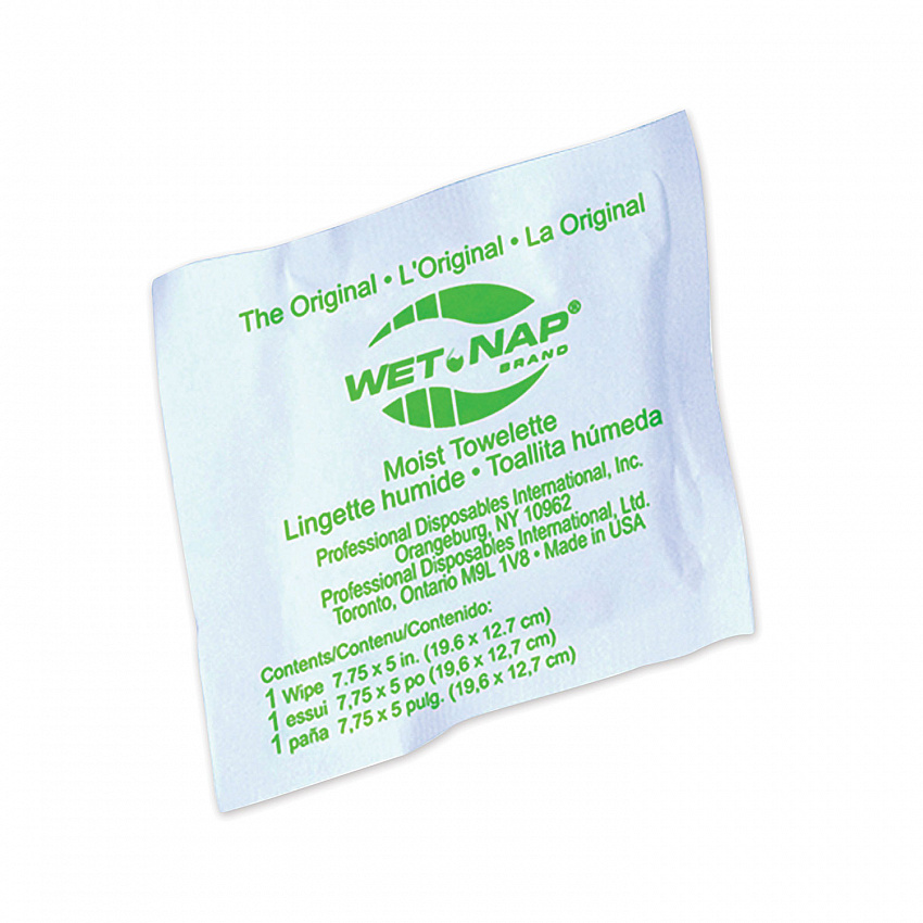 Wet-Nap Premoistened Towelettes, 1-Ply, 5 x 7.75, Unscented, White, 100/Pack, 10 Packs/Carton (D11055)