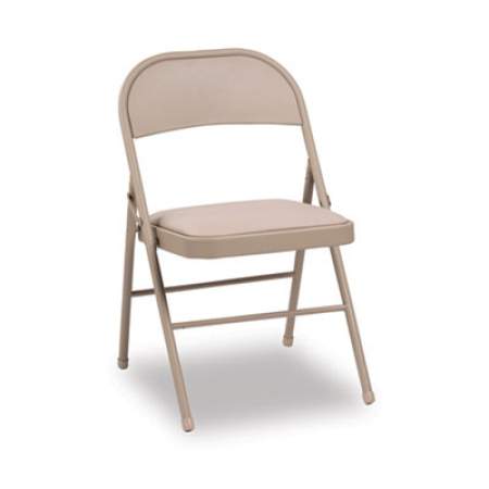 Alera Steel Folding Chair, Padded Vinyl Seat, Supports Up to 300 lb, Tan, 4/Carton (FCPC5T)