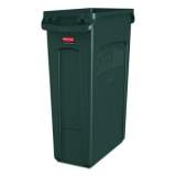 Rubbermaid Commercial Slim Jim Receptacle with Venting Channels, Rectangular, Plastic, 23 gal, Dark Green (1956186)