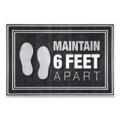 Apache Mills Message Floor Mats, 24 x 36, Charcoal, "Maintain 6 Feet Apart" (3984528772X3)