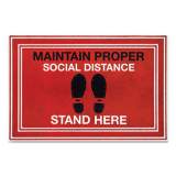 Apache Mills Message Floor Mats, 24 x 36, Red/Black, "Maintain Social Distance Stand Here" (3984528792X3)