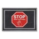 Apache Mills Message Floor Mats, 24 x 36, Charcoal/Red, "Stop Wash Your Hands" (3984528832X3)