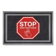 Apache Mills Message Floor Mats, 24 x 36, Charcoal/Red, "Stop Wash Your Hands" (3984528832X3)