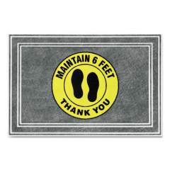 Apache Mills Message Floor Mats, 24 x 36, Charcoal/Yellow, "Maintain 6 Feet Thank You" (3984528802X3)
