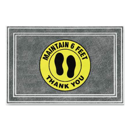 Apache Mills Message Floor Mats, 24 x 36, Charcoal/Yellow, "Maintain 6 Feet Thank You" (3984528802X3)