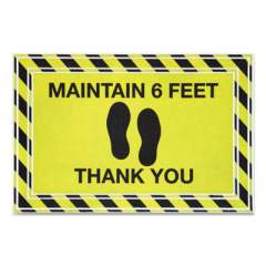 Apache Mills Message Floor Mats, 24 x 36, Black/Yellow, "Maintain 6 Feet Thank You" (3984528782X3)