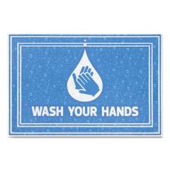 Apache Mills Message Floor Mats, 24 x 36, Blue, "Wash Your Hands" (3984528822X3)