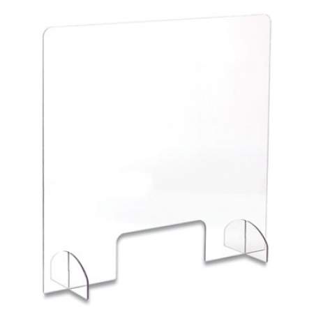 Safco Portable Acrylic Sneeze Guard with Document Pass Through, 30 x 8 x 28, Acrylic, Clear (7500CL)
