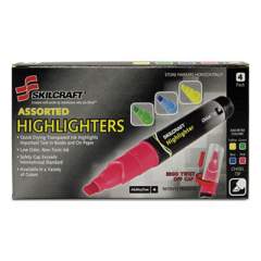 AbilityOne 7520013837938 SKILCRAFT Large Fluorescent Highlighter, Assorted Ink Colors, Chisel Tip, Assorted Barrel Colors, 4/Set