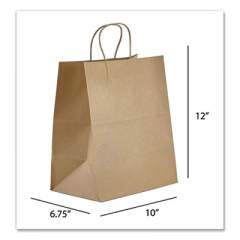 Prime Time Packaging Kraft Paper Bags, Bistro, 10 x 6.75 x 12, Natural, 250/Carton (NK10712)