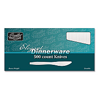 Elegant Dinnerware Heavyweight Cutlery, Knife, Plastic, White, 500/Box (1071010)