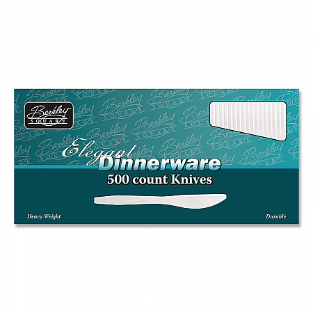 Elegant Dinnerware Heavyweight Cutlery, Knife, Plastic, White, 500/Box (1071010)