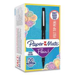 Paper Mate Point Guard Flair Felt Tip Porous Point Pen, Stick, Bold 1.4 mm, Black Ink, Black Barrel, 36/Box (1921070)