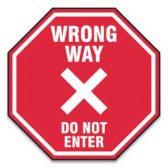 Accuform Slip-Gard Social Distance Floor Signs, 12 x 12, "Wrong Way Do Not Enter", Red, 25/Pack (MFS465ESP)