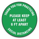 Accuform Slip-Gard Floor Signs, 12" Circle, "Thank You For Practicing Social Distancing Please Keep At Least 6 ft Apart", Green, 25/PK (MFS424ESP)