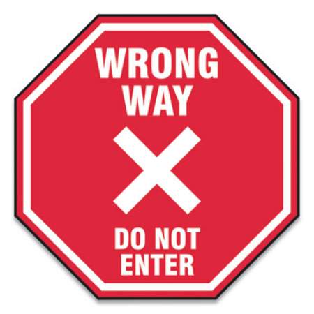 Accuform Slip-Gard Social Distance Floor Signs, 17 x 17, "Wrong Way Do Not Enter", Red, 25/Pack (MFS467ESP)