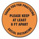 Accuform Slip-Gard Floor Signs, 12" Circle,"Thank You For Practicing Social Distancing Please Keep At Least 6 ft Apart", Orange, 25/PK (MFS428ESP)