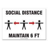 Accuform Social Distance Signs, Wall, 10 x 7, "Social Distance Maintain 6 ft", 3 Humans/Arrows, White, 10/Pack (MGNF544VPESP)