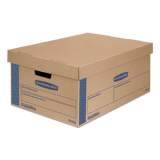 Bankers Box SmoothMove Prime Moving and Storage Boxes, Large, Half Slotted Container (HSC), 24" x 15" x 10", Brown Kraft/Blue, 8/Carton (0066001)