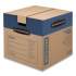 Bankers Box SmoothMove Prime Moving/Storage Boxes, Medium, Regular Slotted Container (RSC), 18" x 18" x 16", Brown Kraft/Blue, 8/Carton (0062801)
