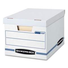 Bankers Box STOR/FILE Basic-Duty Storage Boxes, Letter/Legal Files, 12.5" x 16.25" x 10.5", White/Blue, 12/Carton (00703)