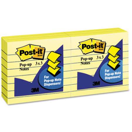 Post-it Pop-up Notes Original Canary Yellow Pop-Up Refill, Lined, 3 x 3, 100-Sheet, 6/Pack (R335YW)